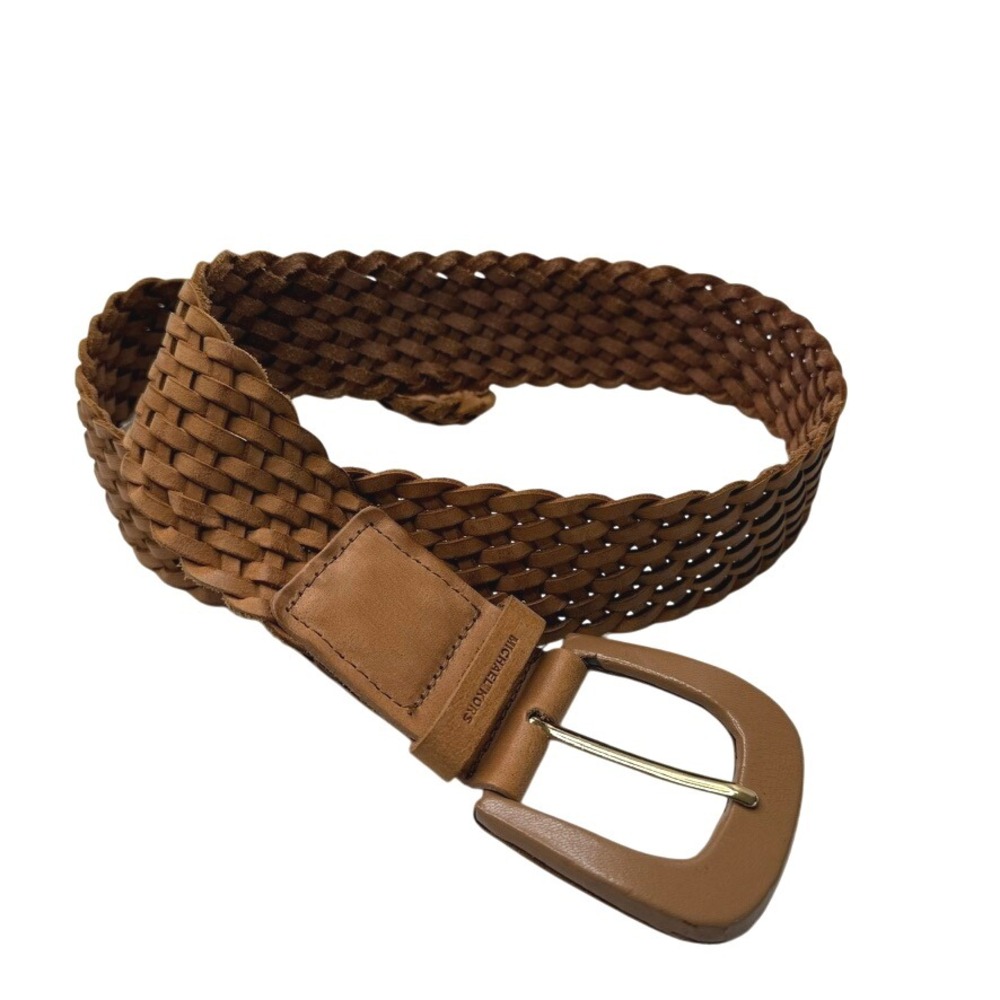 Michael Kors Woven Leather Belt in Tan/Brown